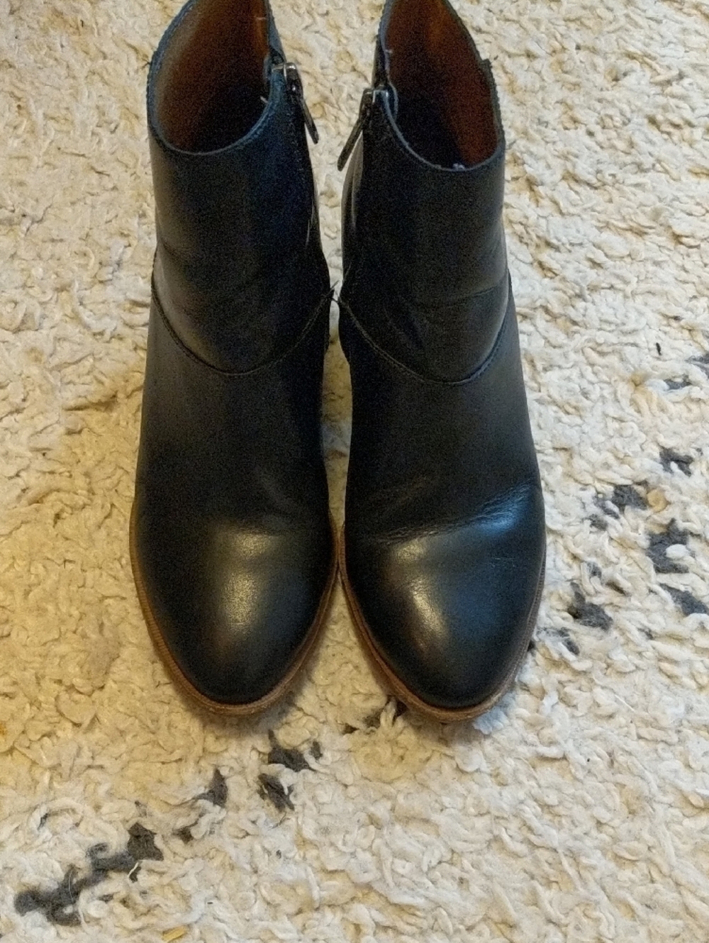 Madewell The Rosie Ankle Boot Black Leather Block Heel Booties Size 7.5 - Picture 5 of 10